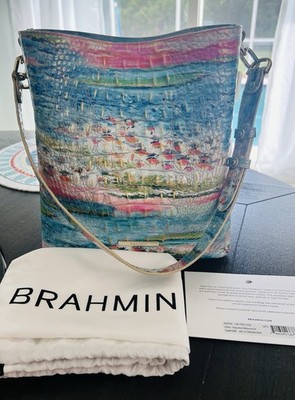 Brahmin Celina Staycation Melbourne Leather Bucket Bag Beachy Vibes