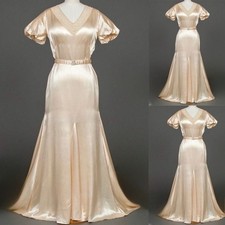 Vintage Light Champagne Wedding Dresses Short Sleeves Satin A Line Bridal Gowns