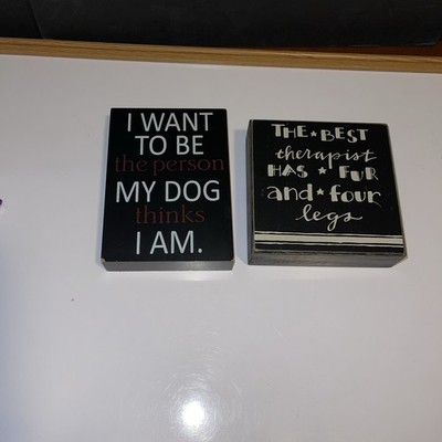 Lot 2 Box Signs Dogs Fur Babies Primitives by Kathy Phillips Wood Box Sign