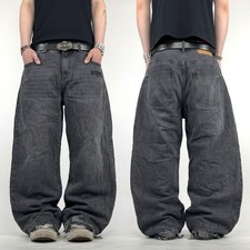 Vintage y2k faded grey distressed cyber grunge baggy wide leg jeans