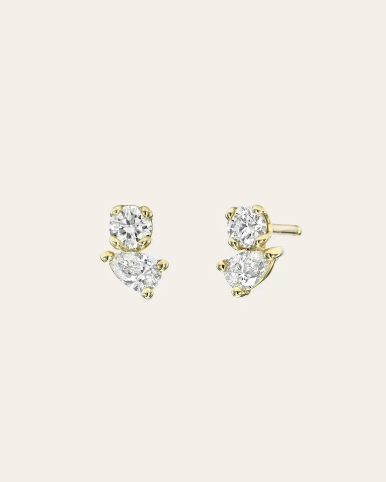 Daughter Baby Gift Lab Grown/CVD Diamond EF/VS Stud Earrings 14k Yellow Gold