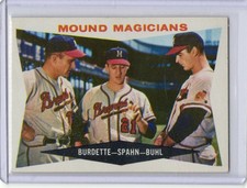 1960 Topps # 230 Mound Magicians Burdette Spahn Buhl Milwaukee Braves NM
