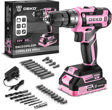 Power Drill Cordless:  Pink Cordless Drill 20V Electric Power Set Tool for Women