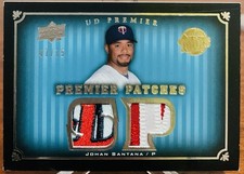 2008 Premier Johan Santana /75 GU Game Used Jersey Logo & Nameplate Patch Twins