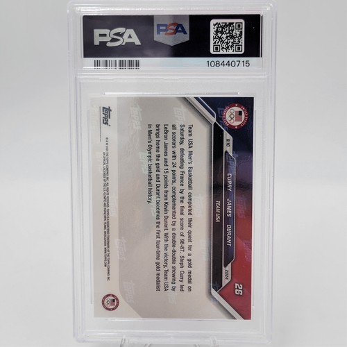2024 Topps Now Olympics Steph Curry LeBron James Kevin Durant Card #26 PSA 10 - Picture 3 of 4