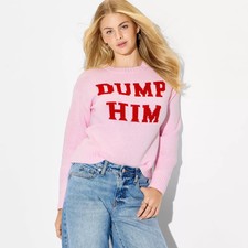 Women Crewneck Pullover Sweater - Wild Fable Pink Quote