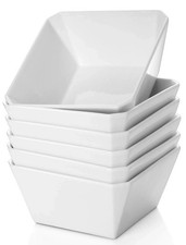 Porcelain Cereal Bowls, 16 oz Square Serving Set, 5 Inch White Ceramic for.