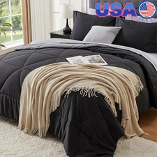 7 Piece Reversible Comforter Set Bed in a Bag All Season Ultra Soft Microfiber