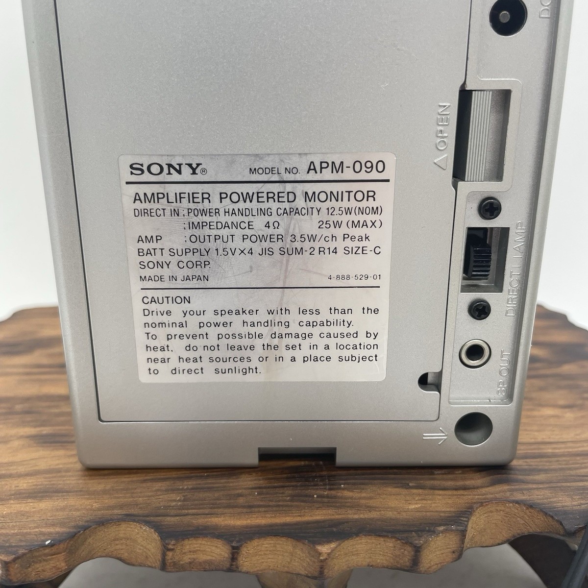Sony APM-090 Powered Speakers Portable Battery/AC Tested No