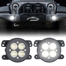 4 Inch Round LED Fog Lights Compatible with 2007-2018 Wrangler JK JK Unlimite...