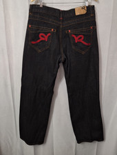 Roca Wear Jeans Men's 38x32 Black Denim Baggy Y2K Skater Grunge Hip Hop Rapper