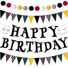 5 Pcs Xmas Party Decorations Theme Birthday Banner Horrible Birthday Party De...