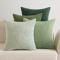 Emema Kissenbezug 40X40 Kordsamt SalbeigrüN Serie Sofakissen 4Er Set