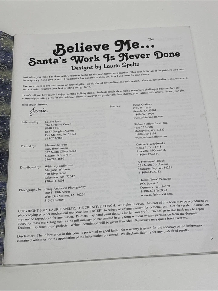 Folleto de patrón de pintura decorativa Believe Me Santa's Work Is Never Done Foto 3 de 4