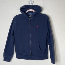 Polo Ralph Lauren Zip Up Hoodie Boys Sz L 14-16 Blue Pony Logo