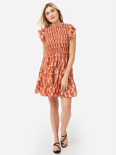 J.Marie Dixie Cowboystiefelkleid mit Rüschen Burnt Orange Größe Medium NEU - Bild 2 von 6