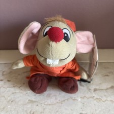 Disney Cinderella Jaq Mouse Plush Grey Bean Bag Beanie Stuffed Toy 8"