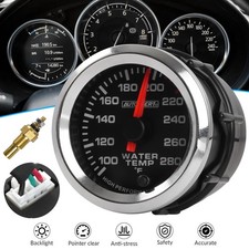 252mm Car Water Temp Gauge Meter 100-280 W Sensor 7 Color Led Rally Racing