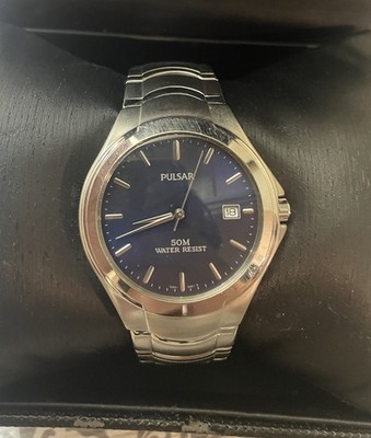 Pulsar Stainless Steel Blue Dial 36mm Mens Quartz Watch PG8071X