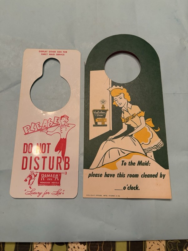 Ramada Inn And Holiday Inn Do Not Disturb-Maid Service Reversible Signs