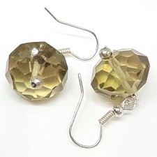 Vintage 11.40ctw Smoky Quartz Silver Dangle Earrings 7.4g