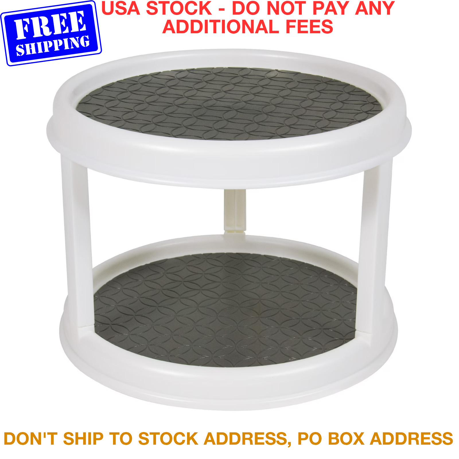 2 Tier Lazy Susan 10" Rotating Spice Rack Caddy Nonskid Pantry Organizer White