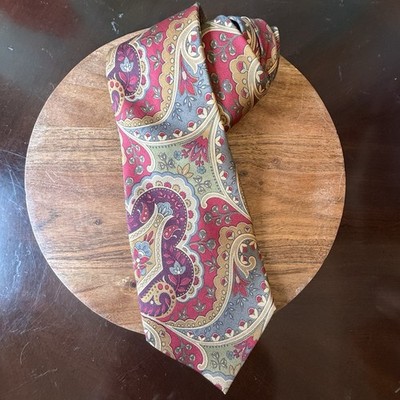 Christopher Hayes Mens 100% Silk Fall Colors Paisley Tie Made In Italy
