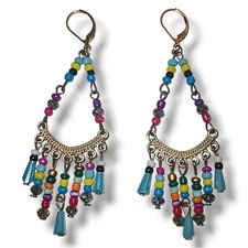 Colorful Beaded Boho Chandelier Dangle Earrings