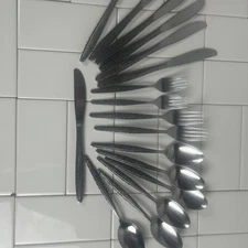 Interpur Flatware FLORENZ 8 Petal Flower Stainless Korea Vintage MCM - Lot of 17