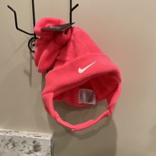 Nike Infant Pink Fleece Ear Flap Hat With Mittens, Logo 100 Polyester Winter