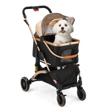 3-in-1 Pet Stroller for Dogs, Foldable 4-Wheel Jogger with Basket & Cup Holder