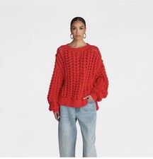 Size XXL KBB by KAHLANA Women's Pullover Sweater 'The Chunky Knit Crew' - Red