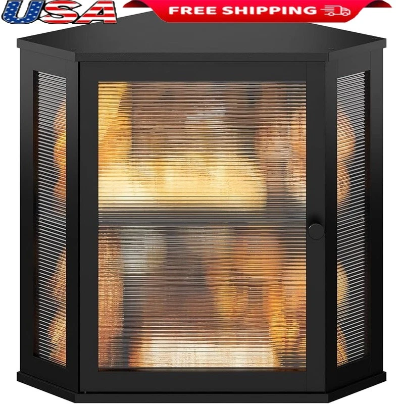 Corner Bread Box Acrylic Wavy Door Airtight Container Kitchen Organizer Storage