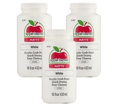 Acrylic Paint in Assorted Colors, White Pack of 3 16 oz, 21119A- Pack of 3 