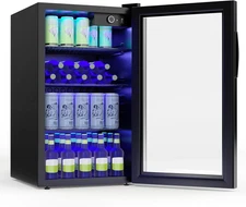 Beverage Refrigerator Cooler, 120-Can Beverage Center W/Glass Door & Adjustable 