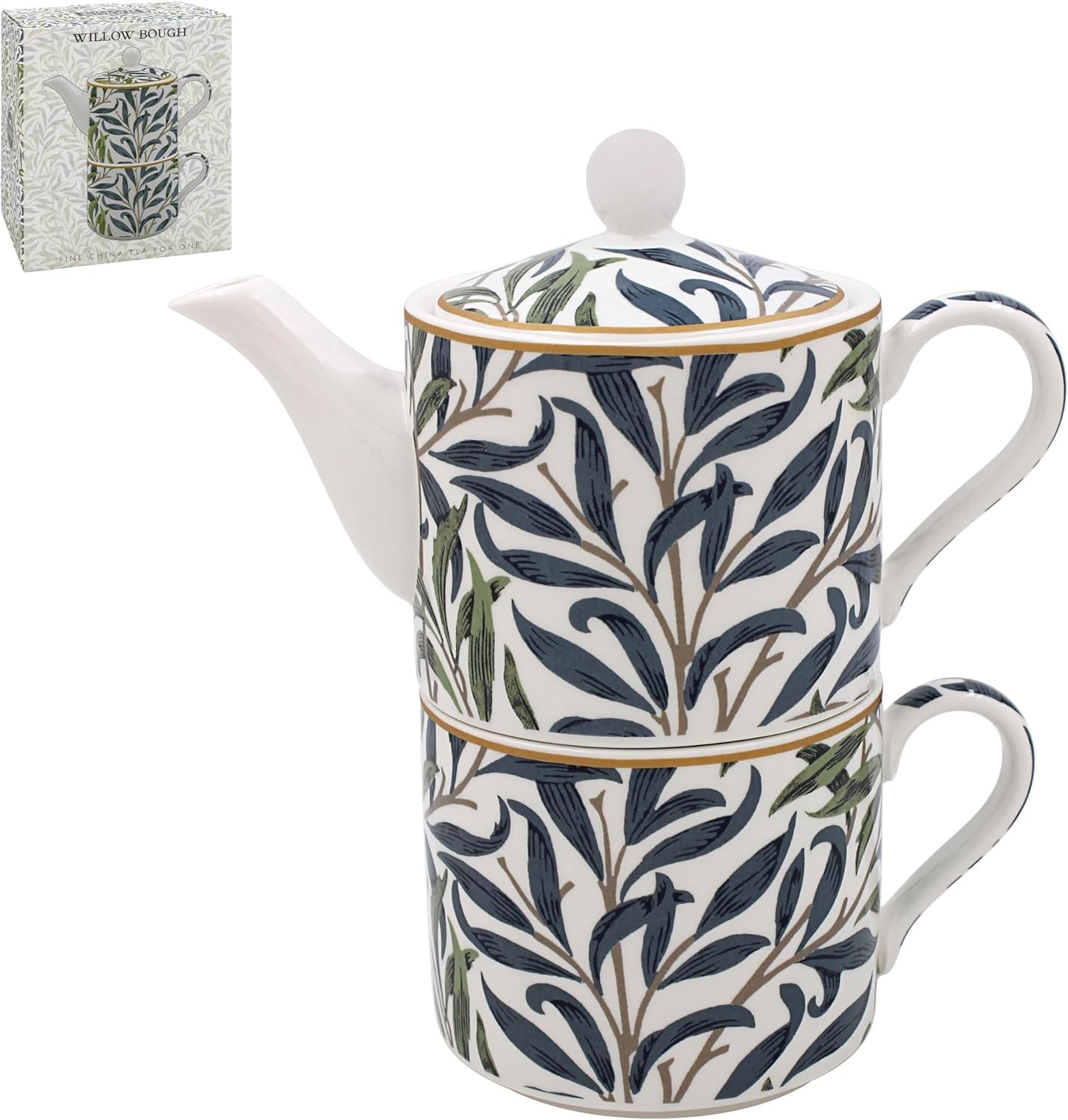Lesser & Pavey Willow Bough Ceramic One Cup TeaPot Gift Set | Gift Set Includes