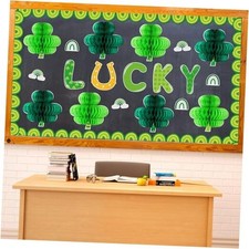 St. Patrick's Day Bulletin Board Decorations Set 3D Green Shamrock Honeycombs