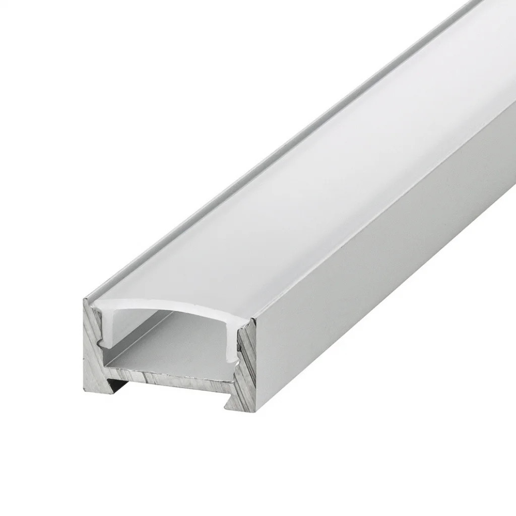 LED Tape Silver Profile For 16.2mm x 8.57mm 2m Frosted Diffuser Surface-Mount