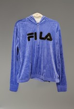 Vintage FILA Womens Indigo 1/4 Zip Hoodie Pullover Sweatshirt Large Long Sleeve