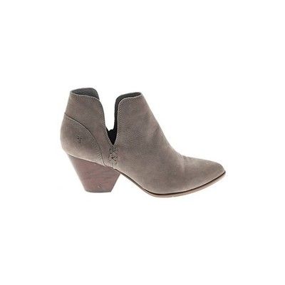 FRYE Reina Nubuck Leather Ankle Booties Boots 8M Gray Cut Out Western Festival
