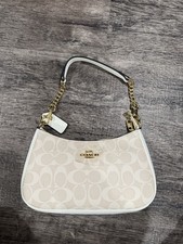Coach Signature Logo Teri Shoulder Bag Gold/Sand/Chalk 