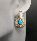 Wheeler Mfg  Co. Sterling Silver & Turquoise Inlay Concho Teardrop Earrings — photo 8