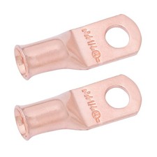 SELTERM 2pcs 4 AWG 1/4" Stud Copper Wire Lugs, Battery Lugs, Ring Terminals, ...