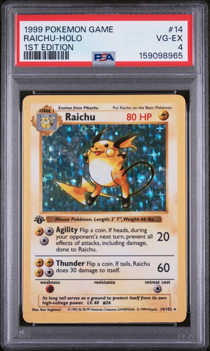 Raichu Pokémon TCG Shadowless Individual Collectible Card Game