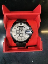 Diesel Mega Chief Men's Watch DZ4290 Grey Steel Dial, Brown Leather Strap