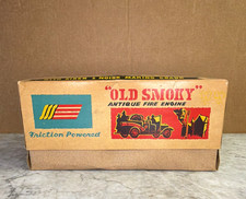 SSS Old Smoky Tin Friction Fire Engine Toy w/ Box Vintage 1975
