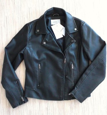 VILA Vicara Washed Coated Jacket Kunstlederjacke Bikerjacke Gr. M Damen neu