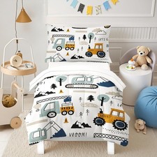 Bedding Set for Boys - 4-Piece Truck Bedding Comforter Set for , Soft Comfort...