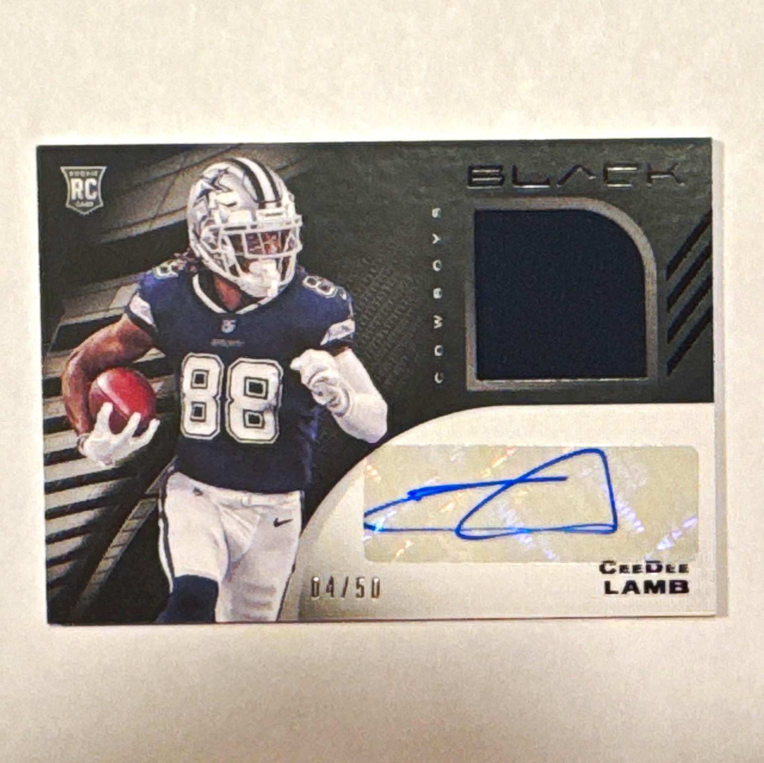 2020 Panini Black CeeDee Lamb RC Rookie Auto Patch #04/50 Dallas Cowboys