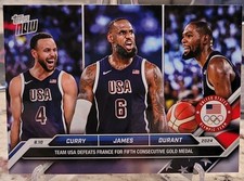 2024 Topps Now Team USA LeBron James Steph Curry Kevin Durant RARE WHITE LOGO SP